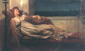 Classical Lady Reclining on a Chaise Longue by Frank Hobden