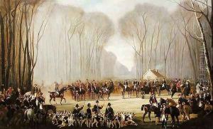 Hunt Meeting at Puis au Roi in the Forest of Compiegne by Louis Robert Heyrault