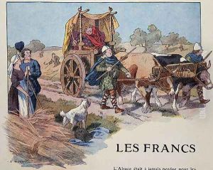 The chariot of one of the Rois Faineants or later Merovingian kings by Victor Huen