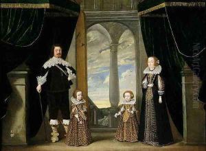 Portrait of a Nobleman his Wife and their Two Daughters by Wolfgang Heimbach