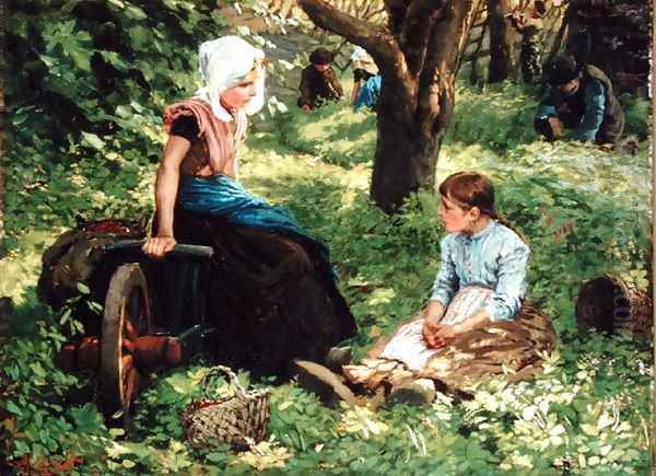 Two Girls in a Raspberry Patch - view 1