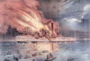 The conflagration of the steam boat Lexington in Long Island Sound by Hewitt, William Keesey