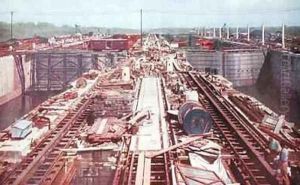 The Gatun Locks during construction of the Panama Canal by Earle Harrison