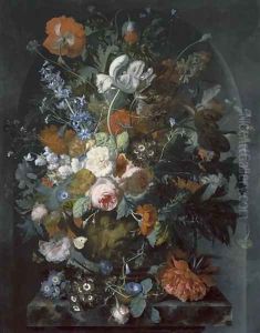Vase of Flowers in a Niche by Jacob van Huysum