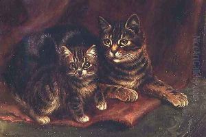 A Tabby Cat with a Kitten by Wilson Hepple