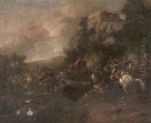 A cavalry skirmish by or Huchtenburgh, Jan van Huchtenberg
