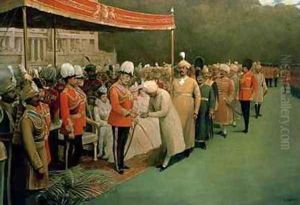 Edward VII receiving Maharajahs and Dignitaries Prior to his Coronation by Albert E. Harris