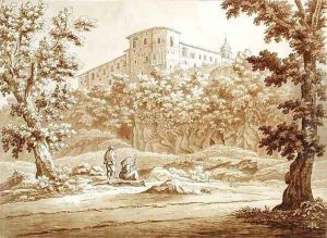Convent at Valmontone from a volume of 66 views drawn from nature in the neighbourhood of Rome and Abruzzo by Sir Richard Colt Hoare