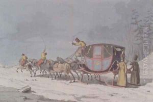 Horse and carriage on Sledges from Customs and Habits of the Russians by Armand Gustave Houbigant