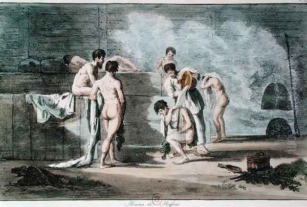 Russian Men in a Sauna - view 1