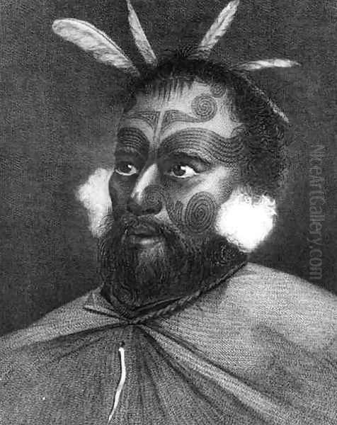 Portrait of a Man of New Zealand illustration from Journey Round the World to the South Pole - view 1