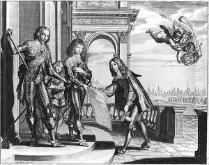 Pierre Palliot paying homage to Henri II 1588-1646 de Bourbon and his Son Louis II 1621-86 de Bourbon by Gregoire Huret