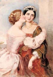 Portrait of Catherine and Bianca in a classical pose by Thomas Heaphy