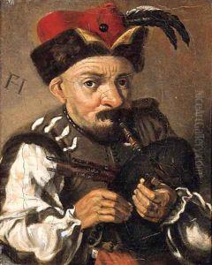 A man playing the bagpipes