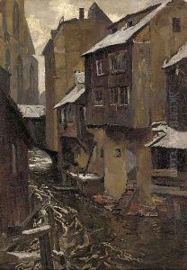 A river running through a continental town by Hans von Hayek