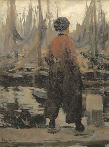 A Volendam fisherman looking over the harbour - view 1