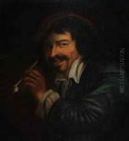 Portrait Of A Man With A Pipe, In A Paintedoval - view 1