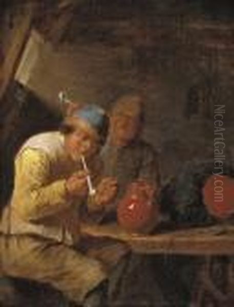 Boors Smoking In An Interior - view 1
