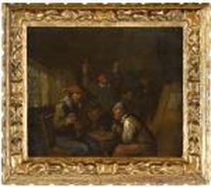 Interno Di Locanda Con Giocatori Di Carte by Adriaen Brouwer