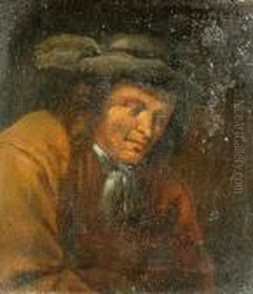 A Portrait Of A Man In A Feathered Hat - view 1