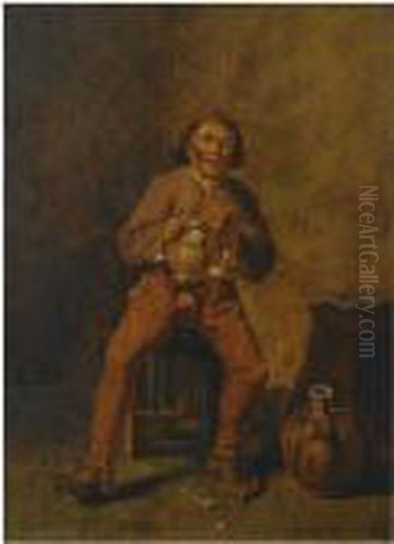 A Peasant Drinking In An Interior - view 1