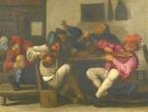 Amused Carousal In The Inn by Adriaen Brouwer