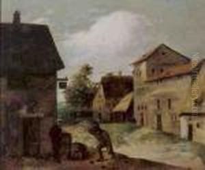 Zwei Bauern Vor Dem Dorfwirtshaus by Adriaen Brouwer