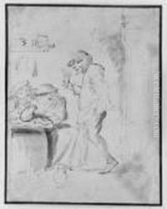 Im Wirtshaus. Verso Studie Eines Marktstandes. by Adriaen Brouwer
