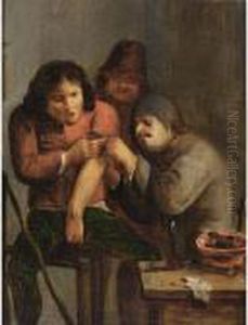 One Of The Five Senses: Touch by Adriaen Brouwer