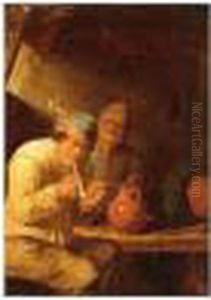 A Tavern Interior With Boors Smoking