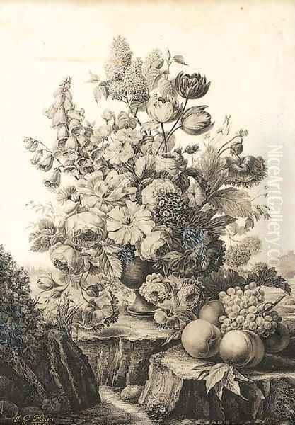 A vase of peonies - view 1
