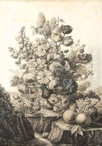 A vase of peonies by Jean-Georges Hirn