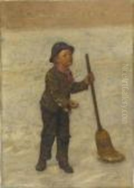 Little Boy Sweeping The Snow by John George Brown