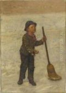 Little Boy Sweeping The Snow by John George Brown