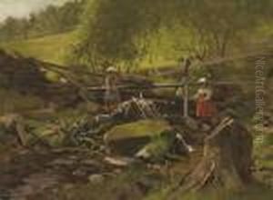 Fishing, Fort Lee, New Jersey by John George Brown
