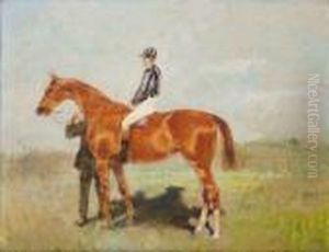 Portrait Du Cheval Stuart Et De Son Jockey by John Lewis Brown