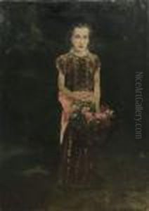 Jeune Fille Au Panier De Fleurs. by John Lewis Brown