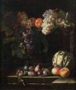 Nature Morte Aux Raisins,
Melon Et Autres Fruits by Abraham Brueghel