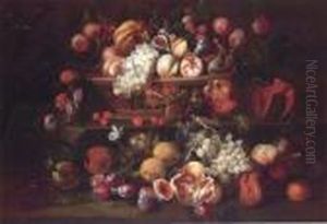 Nature Morte Aux Fruits Aux Papillons Et Aux Libellules by Abraham Brueghel