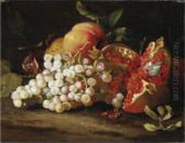 Natura Morta Con Uva, Melagrana E Pesche - view 1