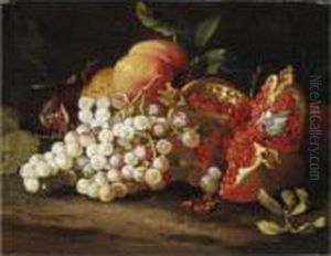 Natura Morta Con Uva, Melagrana E Pesche by Abraham Brueghel