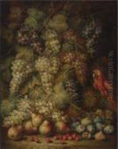 Still Life With Grapes And Parrot by Abraham Brueghel