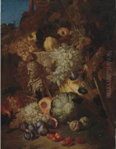 Still Life Of Fruit In A Landscape With The Fragment Of A Bas-relief by Abraham Brueghel