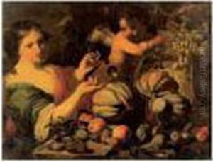 Nature Morte De Fruits, Avec Femme Et Amour