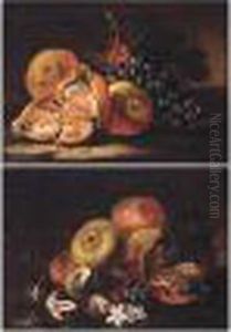 A Still Life Of Grapes And Pomegranates