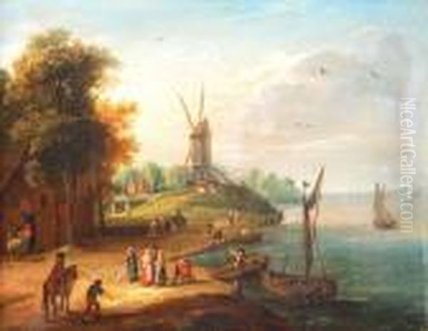 The Elder Acoastal Landscape With Fishing Boats Before A House And A Windmillbeyond - view 1