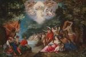 The Baptism Of Christ Inthe River Jordan by Jan The Elder Brueghel