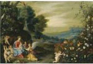 An Extensive Landscape With The Rest On The Flight To Egypt by Jan The Elder Brueghel