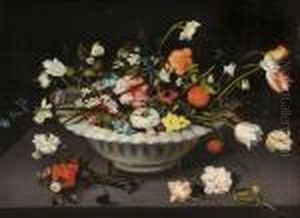 Stillleben Mit Blumen In Einer Keramikschale. by Jan The Elder Brueghel