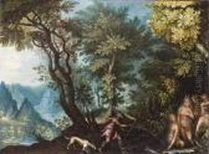 Diana Und Aktaon In Einer Waldlandschaft by Jan The Elder Brueghel
